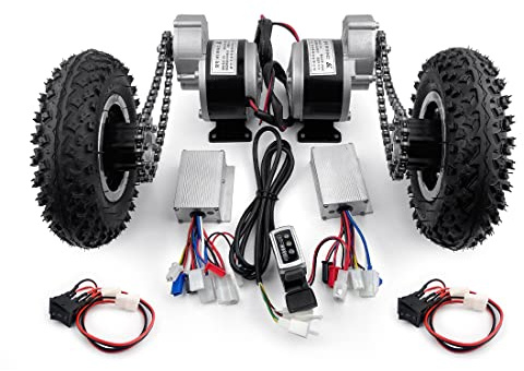 Kit de Conversion de Chariot à Double entraînement Facile à Transporter 200 kg Jeu de Roues de 8 Pouces pour Bricolage capacité de Chariot à brouette électrique 400 LB avec Marche arrière (Max 9kph)