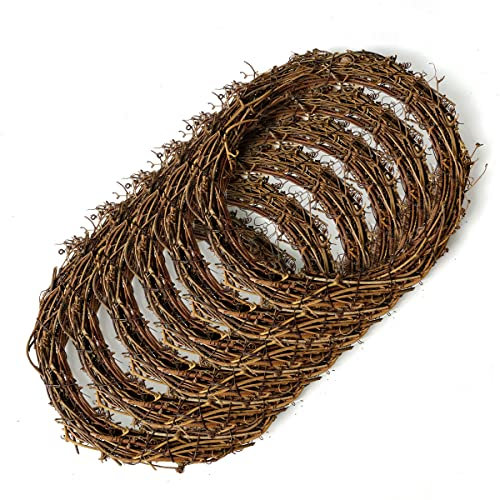 Worown 6 Pcs 20cm Natural Grapevine Wreaths Vine Branch Wreath Rattan Wreath for DIY Christmas Craft, Front Door Wall Hanging, Wedding and Party Decors