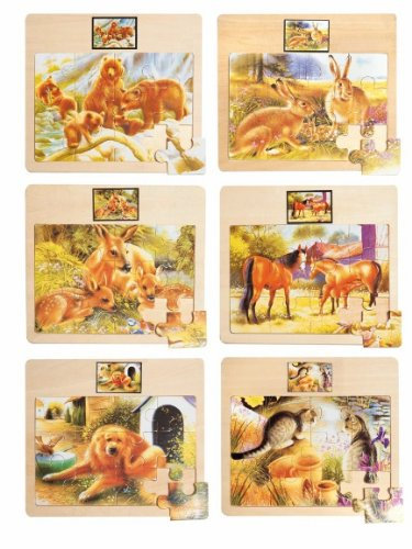 alles-meine.de GmbH Puzzle LEGESPIEL RAHMENPUZZLE Set 6 Motive Holz Tiere Holzspielzeug