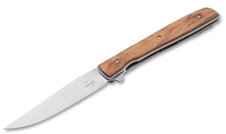 BÖKER PLUS® Urban Trapper Flipjoint Taschenmesser - EDC Einhandmesser mit Holzgriff klappbar - 1 Hand Flipper Klappmesser mit Kugellager - Flipper EDC Gentleman-Messer mit Clip & Etui