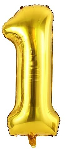 Luftballon Zahl 1 Golden Zahlenballon Luftballon 1 Geburtstag, Folienballon Nummer Ballon Zahl Party Decoration - 101cm - Helium Unterstützen