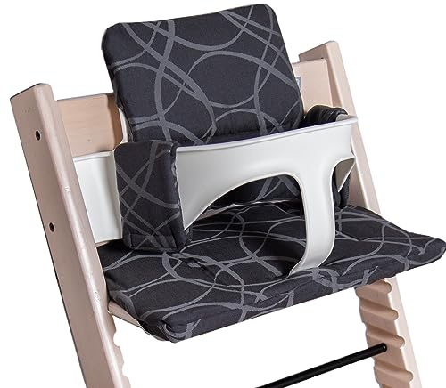 Hoppediz Hochstuhl Sitzkissen Set, passend für Stokke Tripp Trapp, 2-teilig, 100% Bio-Baumwolle, Design Verona