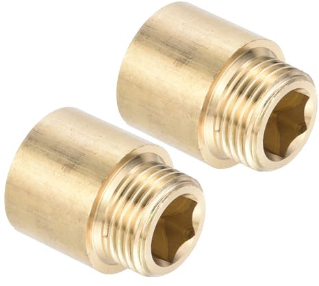 PATIKIL Shower Head Extension Arm, 2 Pack Brass G1/2 Male to Female Thread 31mm Length Pipe Fitting Shower Head Extender