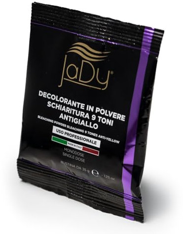 JaDy - Polvo Decolorante Profesional | Anti-Amarillo con Aceite de Germen de Trigo | Aclara hasta 9 Tonos | Fórmula No Volátil, Rubio, 35 g (Paquete de 1)