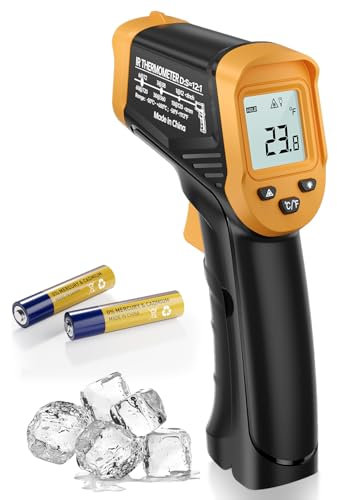 Eventek Infrared Thermometer Gun -50 ° C ~ 600 ° C, Non-Contact Laser Temperature Gun for Cooking, Pizza Oven, Fridge, Infrared Thermometer with Adjustable Emissivity, LCD Screen