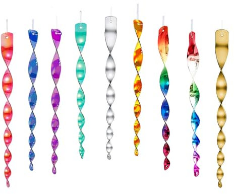 Catelves 9 Stück Reflektierende Windspirale,Windspirale Vogelabwehr,Vogelschreck Windspirale,Kann auf Bauernhöfen, Obstgärten und Gärten Verwendet Werden Vögeln Vorbeugen-9 Farben