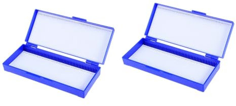 JECOMPRIS 2stücke Mikroskop Objektträger Aufbewahrungsbox Kapazität Aus Robustem Kunststoff Tiefblaue Farbe Mit Nummerierten Fächern Und Sicherheitsdeckel Für Labor Und Schule