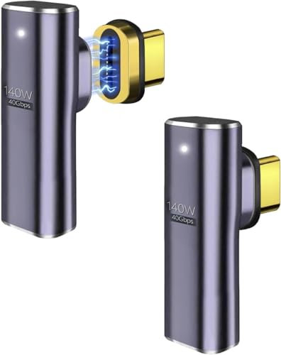 IVIVTOR Adattatore Magnetico USB C - 140W di ricarica rapida type c magnetica Confezione da 2 con trasmissione ad alta velocità 40 Gbps compatibile con laptop tablet telefono