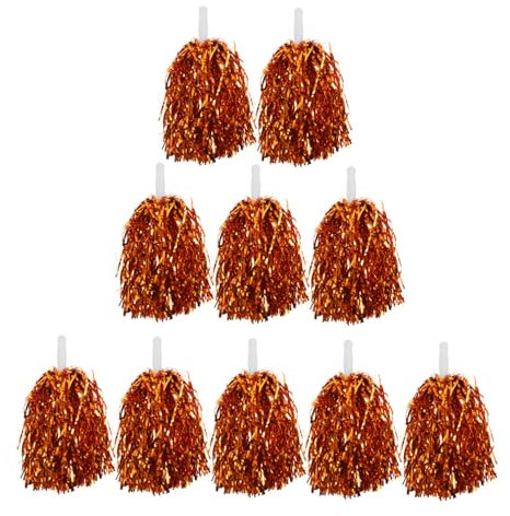 PHENOFICE 10stücke Wiederverwendbare Cheerleading Pompons Mit Handgriff Metallische Cheer Poms Für Sportevents Partys Und Tanzaufführungen Leicht Und Langlebig Für Enthusiastische