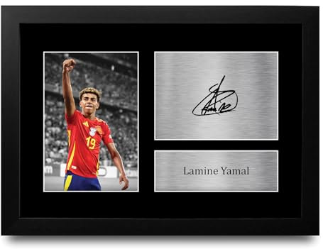 HWC Trading Lamine Yamal Spain Geschenke Gedrucktes Signiertes Autogramm Foto für Fußball Anhänger and Fans - A4 Gerahmt