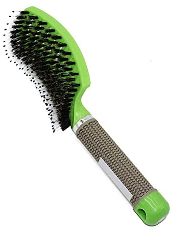 Kamm Frauen Haarmassage Kamm Borsten & Nylon Haarbürste Nass Curly Detangle Haarbürste for Salon Friseur Styling Werkzeuge Kamm Männer(Green)