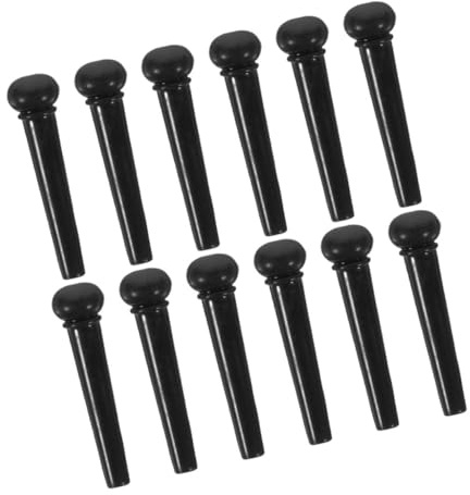 Gitarrenbrückenstift 12 Stück für Akustikgitarren, Schwarz | Abs Ausführung, Glatte Oberfläche, Formstabil, Unterstützt Stabile Klangübertragung und Schwingungsweitergabe