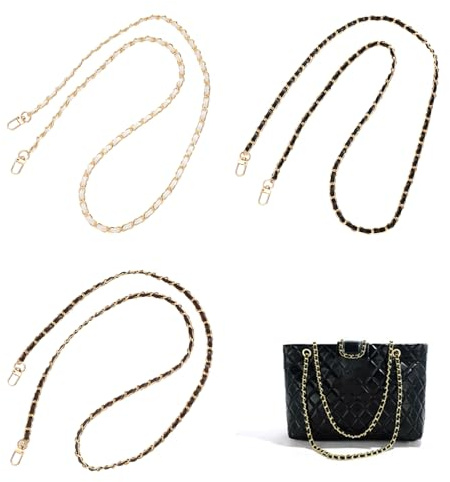 FOSDICK 3 Stück Taschenkette, Metall Kette für Tasche, Taschenketten 120cm, Taschen Kette, Crossbody Kettenriemen, Trageriemen, Handtaschenketten Ersatz für Geldbörse Handtaschen Umhängetasche
