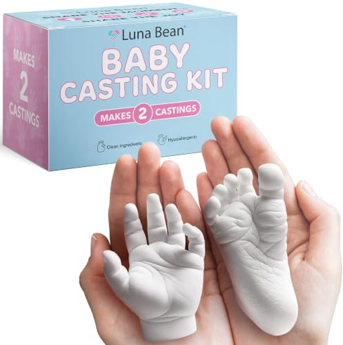 Luna Bean Baby Casting Kit - Hand & Foot Keepsake Mold, 2pc, New Mom Gift | The Original Baby Casting kit - captures Newborn Hand & Foot Forever. Non-Toxic, Safe, Easy - Perfect new mom Gift