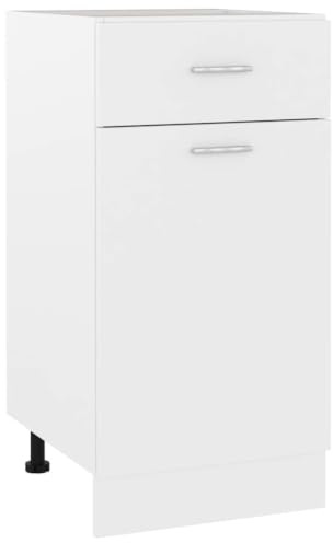 Myheimly Schubunterschrank Weiß 40x46x81,5 cm Holzwerkstoff Küchenschrank Küchenzeile Küchenmöbel Unterschrank Küchenunterschrank Schrank