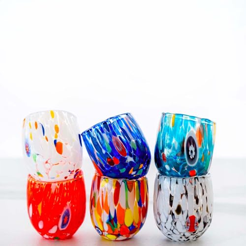 MurArt Bicchieri da Liquore di Murano Set da 6 bicchieri da 50ml Collezione Marea in vetro soffiato a mano in lavorazione artigianale Made in Italy