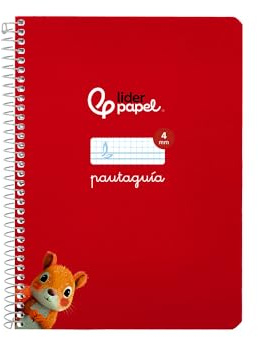 Liderpapel Notizbuch mit Spiralbindung, A5, Softcover, 40 h, 75 g, kariert, liniert, 4 mm, Rot