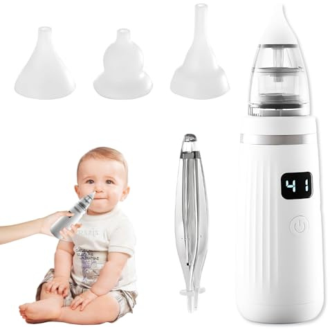 Aspiratore Nasale Neonato, ADDLIVE 2 In 1 Aspiratore Nasale Neonato Elettrico, 5 Livelli di Aspirazione Aspiratore Nasale Elettrico, Narhinel Aspiratore Nasale con 3 Punte in Silicone e Schermo LED
