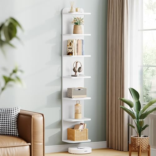 Hzuaneri Librería de 7 Niveles, Estanteria Libros, 24 x 30 x 186 cm, para Salón, Dormitorio, Estudio, Blanco BC88803X