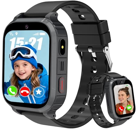 Tzzulsx Montre Connectée Enfant 4G GPS - Smartwatch Enfant, Appel Vidéo, Localisation en Temps Réel, Chat Familial, SOS, Jeux Éducatifs, Étanche IP68 - Cadeau Fille Garçon 4-12 Ans