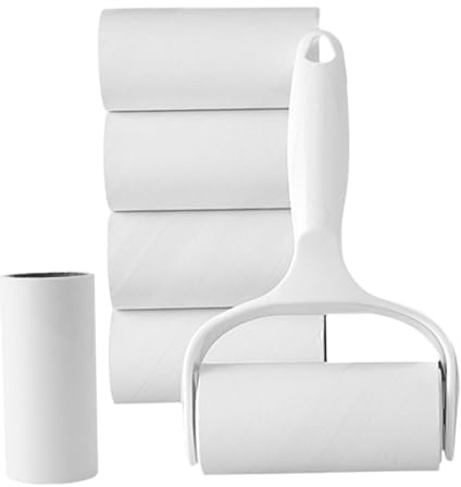 KAILIKETIY Fusselrolle mit Teilen Extra Klebender Wiederverwendbarer Tierhaarentferner für Kleidung Teppich Sofa und Autositze Sanft zu Stoffen Inklusive Griff und Ersatzrollen Weiß