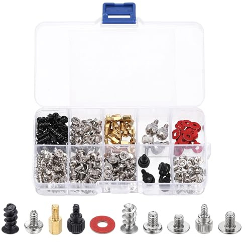 PATIKIL 228Pcs Kit De Vis Pour Ventilateur De Boîtier PC, Vis De Montage En Acier Carbone Pour Radiateurs Carte Mère Réparation DIY, Noir