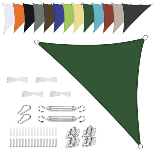 Vela ombreggiante Triangolare 3x4x5m Impermeabile Tenda a Vela Parasole Protezione Solare Anti UV per Giardino Esterno Terrazza-Verde