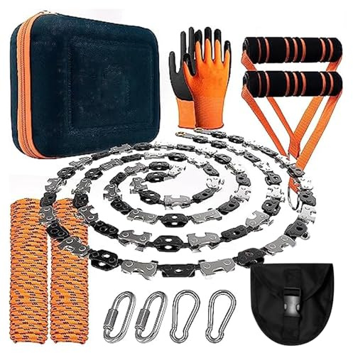 Motosierra de cuerda para ramas altas: sierra manual para ramas de árboles de potencia cero con dientes afilados, motosierra de cuerda de bolsillo para poda de alto alcance, acampada y supervivencia