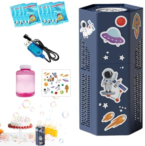 Bubbelmaskin - Automatisk Skumspruta Med Astronautklistermärken | Såpbubblor maskin - för pojkar flickor jul påsk födelsedag kalas utomhus bakgård dusch bad