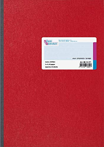 König und Ebhardt König & Ebhardt 8614271 Geschäftsbuch (glanzlackierter Karton, kariert, A4, 210 x 297 mm, 48 Blatt) rot