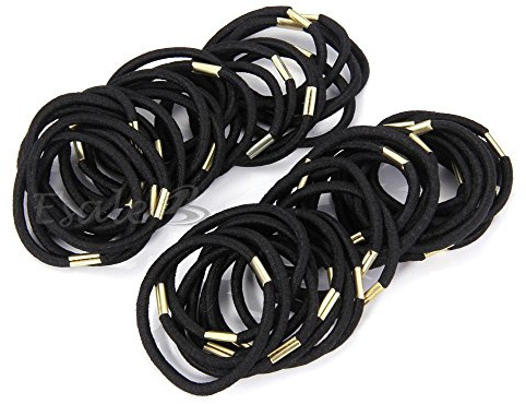 50pcs Elastique Bande Bandeau à Cheveux Caoutchouc Noir 4mm