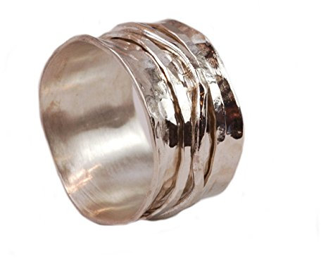 Tiljon Breiter Drehring aus Sterling Silber mit drei beweglichen Schienen Größen 62 (19.7)