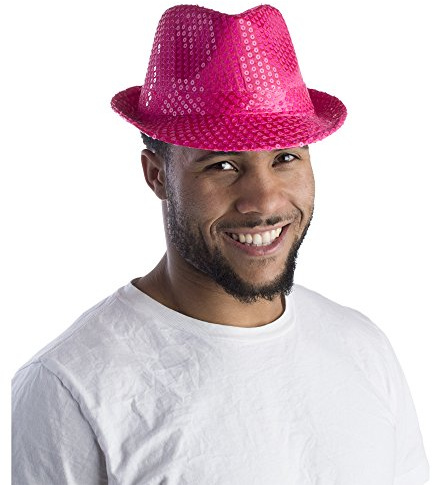 Dress Up America Sombrero Fedora de Lentejuelas para Adultos - Accesorio de Disfraz con Brillo para Halloween, Fiestas y Baile, Talla Única