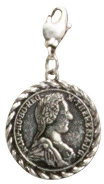 Alpenflüstern Trachten-Anhänger Rahmen-Münze klein für Charivari oder Trachtenkette (antik-silber-farben) AAH121