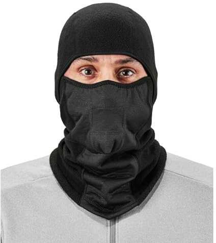 Ergodyne N-Ferno 6823 Balaclava Ski Mask, Wind-Resistant Face Mask, Hinged Design, Each, Black, One Size