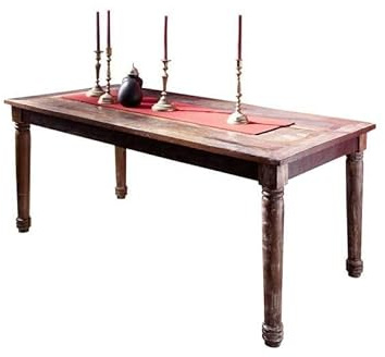 MASSIVMOEBEL24.DE | Massivmöbel Vintage massiv Holz Möbel Esstisch 150x80 Altholz lackiert Mehrfarbig Massivholz Fable #07