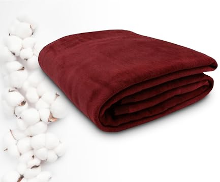 ZOLLNER Kuscheldecke flauschig in 150x200 cm - weiche und langlebige Sofadecke in weinrot - waschbar bis 40°C - Mischgewebe - mit elegantem Einfassband - Hotelqualität - Oeko Tex® Zertifiziert