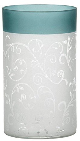 Yankee Candle 1521507 Teal Vine Glass Tealight Holder, Green/White, 15 x 10 x 10 cm