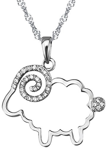 Unendlich U 925 Sterling Silber Zirkonia Kleines Schaf-Anhänger Halskette für Damen/Mädchen