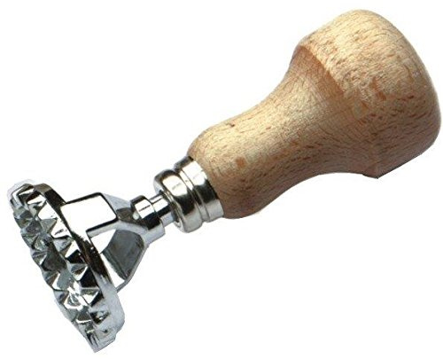 Tredoni 4cm Rund Ravioli Pasta/Teig Stempel Ausstecher - Kleine Ravioli (Rund - 4 cm) | Kleiner Aluminium-Pasta-/Gebäck-Stempelschneider, Holzgriff, für Kekse/Knödel/gefüllte Patties