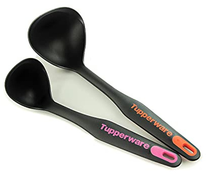 Tupperware Griffbereit Schöpflöffel orange-schwarz + schwarz-pink klein, 2er Set, Edelstahl, Löffel, 3098671031
