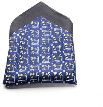 THE MASONIC COLLECTION - 100 % Seide bedrucktes Taschentuch – quadratisch und Kompass – gesäumter dunkelblauer Rand – ein nützliches Geschenk Accessoire für Freimaurer, blau