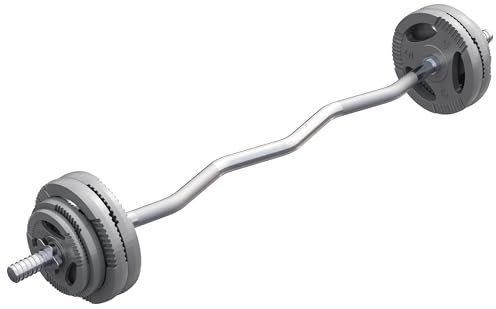 GORILLA SPORTS® Hantelset 35kg - SZ Curlstange 120cm, Gewichte 2x1,25kg / 2x2,5kg / 4x5kg, 30mm, mit 2 Sternverschlüssen, Gusseisen, Griff gerändelt - SZ-Stange, Hantel Set, Langhantelstange