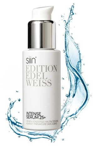 siin Intense 25+ Anti Aging Gesichtsserum gegen Mimikfalten & Alterungfalten - glättet, strafft, Hyaluron Serum Anti-Aging Creme - mit Edelweiss, Jojobaöl, Sheabutter - für normale & Mischhaut