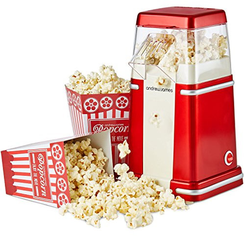 Andrew James Retro ad aria calda macchina per popcorn Classic per fresca e senza grassi Popcorn – Include 4 Sacchetti di popcorn