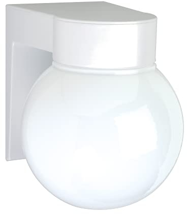 Nuvo Lighting SF77/531 Utility Fixture Die Cast Aluminum Durable Outdoor Wall Mount Porch and Patio Light with White Glass Globe, White