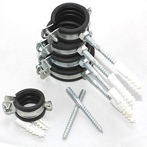 10x Rohrschelle 25-29 mm 3/4 Zoll incl.Stockschraube M8x80 und Dübel ER-BI®