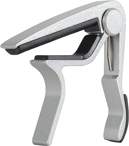 Rocktile TC1-C Kapodaster für Klassikgitarre/Konzertgitarre (Silber, gleichmäßiger Andruck auf alle Saiten, für Nylonsaiten Gitarre, sekundenschnell montiert, praktisch mit einer Hand zu bedienen)