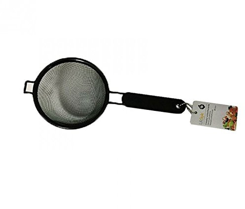 Colador de cocina acero inoxidable con mango medida a elegir de 8cm a 30cm. Colador de malla fina para aceite, pasta, arroz, etc. Coladeros de cocina acero inoxidable malla fina (Negro 18cm)