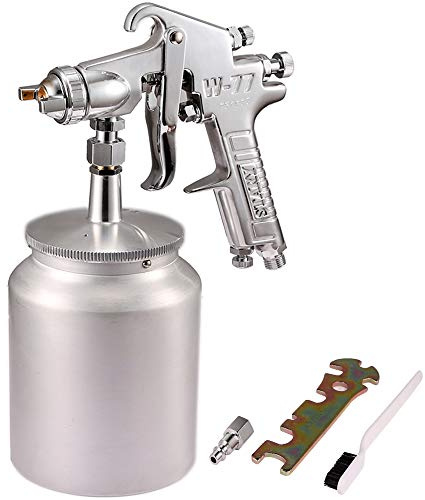 Valianto W77 Siphon Feed Spray Gun with 1000cc Cup, 3.5mm Nozzle Spray Gun, Silver Handle